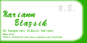 mariann blazsik business card