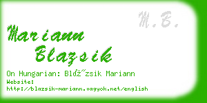 mariann blazsik business card